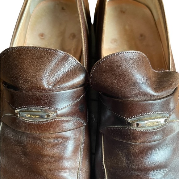 Ferragamo Mens Brown Leather Loafers size 11 - Picture 8 of 13
